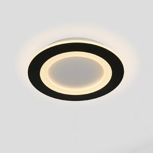 Searchlight LED таванна лампа Ringo, Ø 39 см, черно/бяло, желязо/акрил, CCT, Затъмняване, Черен, Дневна/трапезария, Метал, Модерен