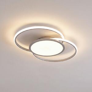 Lucande LED лампа за таван Senne, CCT, сребро, метал, Затъмняване, Металик, спалня, Метал, Модерен