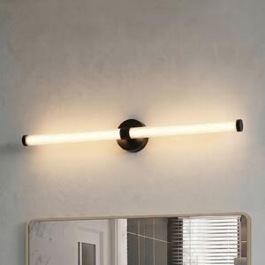 Lucande LED стенна лампа Melisa, черна, 90 cm, CCT, IP44, Черен, Баня, Стъкло, Модерен