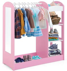 GINGER HOME Дървен щендер за дрехи с огледало PINK