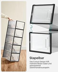 Шкаф за обувки от пластмаса, Songmics, Черен, 35.0 x 25.2 x 19.0 см