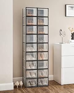 Шкаф за обувки от пластмаса, Songmics, Черен, 35.0 x 25.2 x 19.0 см