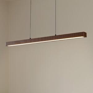 Lucande LED висяща лампа Emara, тъмно дърво, дъб, CCT, Затъмняване, Дърво, Дневна/трапезария, Дървесина, Дизайн