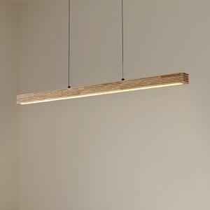 Lucande LED висяща лампа Emara, светло дърво, дъб, CCT, Затъмняване, Дърво, Дневна/трапезария, Дървесина, Дизайн