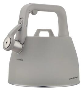 Свирещ чайник Klausberg KB 7916, 2.5 л, Топлоизолирана дръжка, Индукция, Сив
