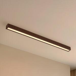 Lucande LED таванска лампа Emara, тъмно дърво, дъб, с регулируема яркост, Затъмняване, Дърво, Дневна/трапезария, Дървесина, Дизайн