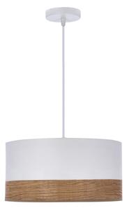 Бяла висяща лампа с фурнир и текстилен абажур ø 30 cm Bianco - Candellux Lighting