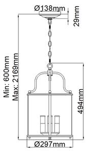 Hinkley HK-GENTRY-P-M-PN - Полилей GENTRY на верига 4xE14/60W/230V лъскав хром