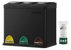 Кошче за рециклиране, Songmics, 3 x 8L, LTB24BK, черно