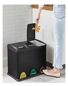 Кошче за рециклиране, Songmics, 3 x 8L, LTB24BK, черно