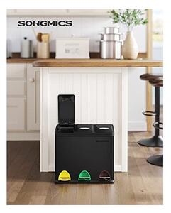 Кошче за рециклиране, Songmics, 3 x 8L, LTB24BK, черно