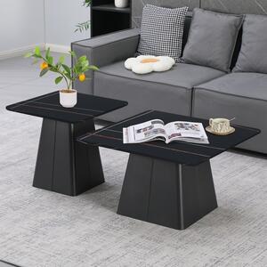 Комплект от 2 холни масички, Square, черен, 80x80x48 см