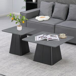 Комплект от 2 холни масички, Square, черен, 80x80x50 см