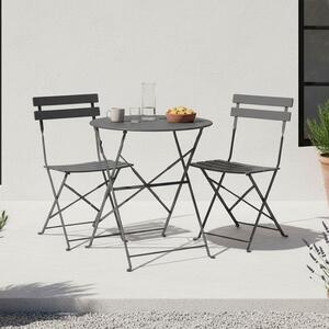 Сгъваем градински комплект от 3 части, Bistro, антрацит, 60x60x82 см