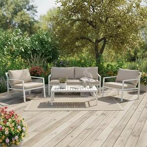 Градински комплект от 4 части, Gardenly, бял, 141x68.5x72 см