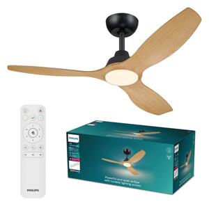 Philips-LED димируем таванен вентилатор OLAS LED/24W/230V с диаметър 132 см черен/кафяв + дистанционно управление