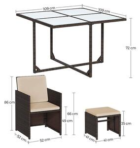 Комплект градински мебели SONGMICS от PE ратан - Кафяво и бежово