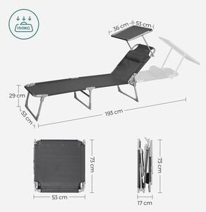 Шезлонг SONGMICS със сенник и възглавница - Черен