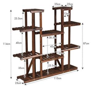 Дървен цветарник с 9 рафта - Кафяв