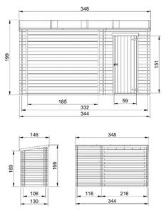 Навес за дърва със склад – 344 х 130 см – 4 м2
