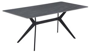 Маса OLIVET от mdf - плот с мраморна имитация - черен метален крак 180x90x76см