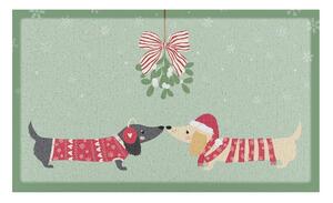 Изтривалка с коледен мотив от рециклирана пластмаса 40x70 cm Christmas Sausage Dogs – Artsy Doormats