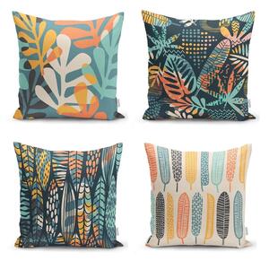 Комплект от 4 калъфки за възглавници Colorful Leaves, 43 x 43 cm - Minimalist Cushion Covers