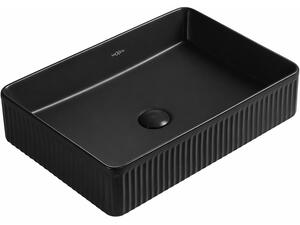 Mexen Grovo мивка за плот с ребра 50 x 34 см, черен мат - 22305085