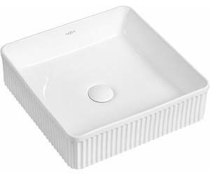 Mexen Grovo мивка за плот с ребра 37 x 37 см, бяла - 22303700
