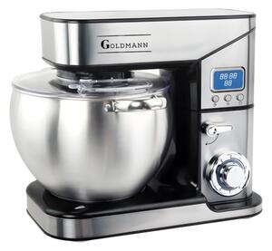 Планетарен миксер Goldmann 1115ED, 2800W, 6 степени на работа, импулс функция, 10 l обем на купата, бъркалка за тесто, инокс