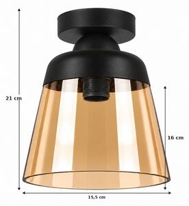 BRILAGI-LED Плафон R GLASS 1xE27/60W/230V диаметър 15,5 см черен/опушен бежов