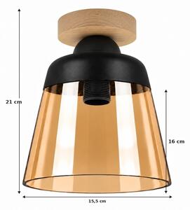 BRILAGI-LED Таванно осветително тяло R GLASS 1xE27/60W/230V Ø 15,5 cm дъб/димно бежово