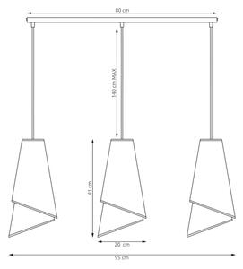 Полилей на кабел MODA 3xE27/15W/230V сив/черен