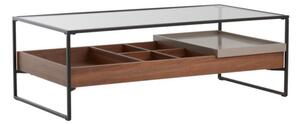Масичка за кафе със стъклен плот в тъмно естествен цвят 60x120 cm Sveg – Jotex