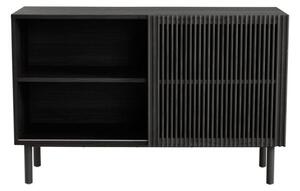 Черно шкафче от декор от ясен с плъзгащи се врати 124x80x45 cm Sion – Jotex