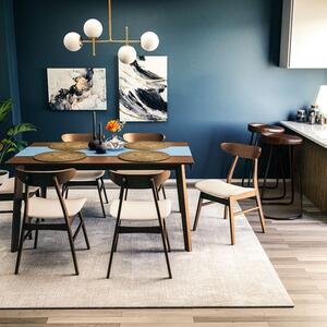 Комплект маса и столове Benson-Orlean 7 части тъмен орех - бежов 150x90x75 см