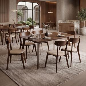 Комплект маса и столове Benson-Toto 7 части тъмен орех - бежов 150x90x75 см