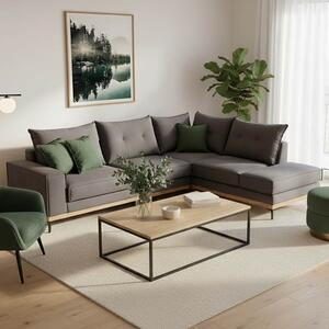 Ъглов диван ляв ъгъл Luxury II тъмен сив - тъмен зелен - черен 290x235x90 см