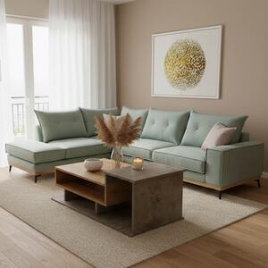 Разтегателен ъглов диван десен ъгъл Luxury II Ciel - Слон - Черен 290x235x90 см