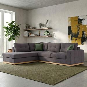 Ъглов диван десен ъгъл Бостън тъмен сив - Натурален 280x225x95 см