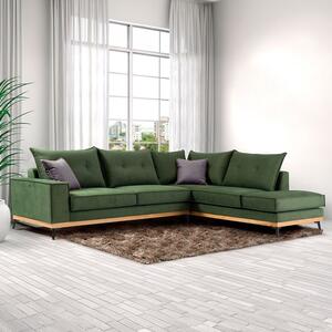 Ъглов диван ляв ъгъл Luxury II тъмнозелен - тъмен сив - черен 290x235x90 см