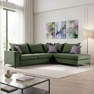 Ъглов диван ляв ъгъл Бостън тъмно зелен - тъмно сив 290x235x95 см