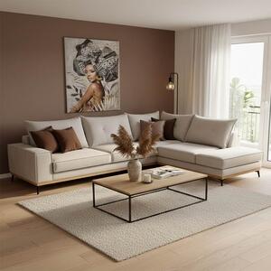 Ъглов диван ляв ъгъл Luxury II Крем - Мока - Черен 290x235x90 см