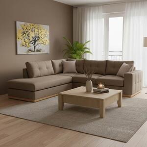 Ъглов диван десен Бостън Мока - Крем - Натурален 280x225x95 см
