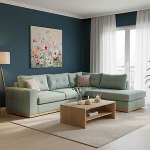 Ъглов диван ляв ъгъл Бостън Сиел - Крем - Натурален 280x225x95 см