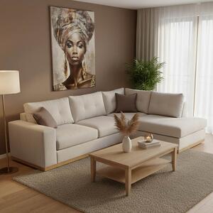Ъглов диван ляв ъгъл Бостън крем - мокка - натурален 280x225x95 см