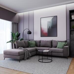 Ъглов диван десен Бостън тъмен сив - тъмен зелен 290x235x95 см