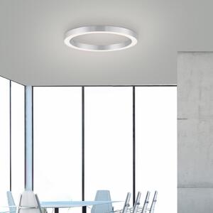 PURE LED таванска лампа Lines, Ø 50 cm, сребрист цвят, CCT, Затъмняване, Сив, Дневна/трапезария, Метал, Модерен