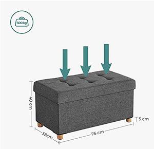 Пейка с място за съхранение, Songmics, LSF16GYZ, 300 Kg, Сив, 65L, 76 x 38 x 40 см