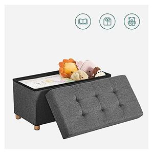 Пейка с място за съхранение, Songmics, LSF16GYZ, 300 Kg, Сив, 65L, 76 x 38 x 40 см